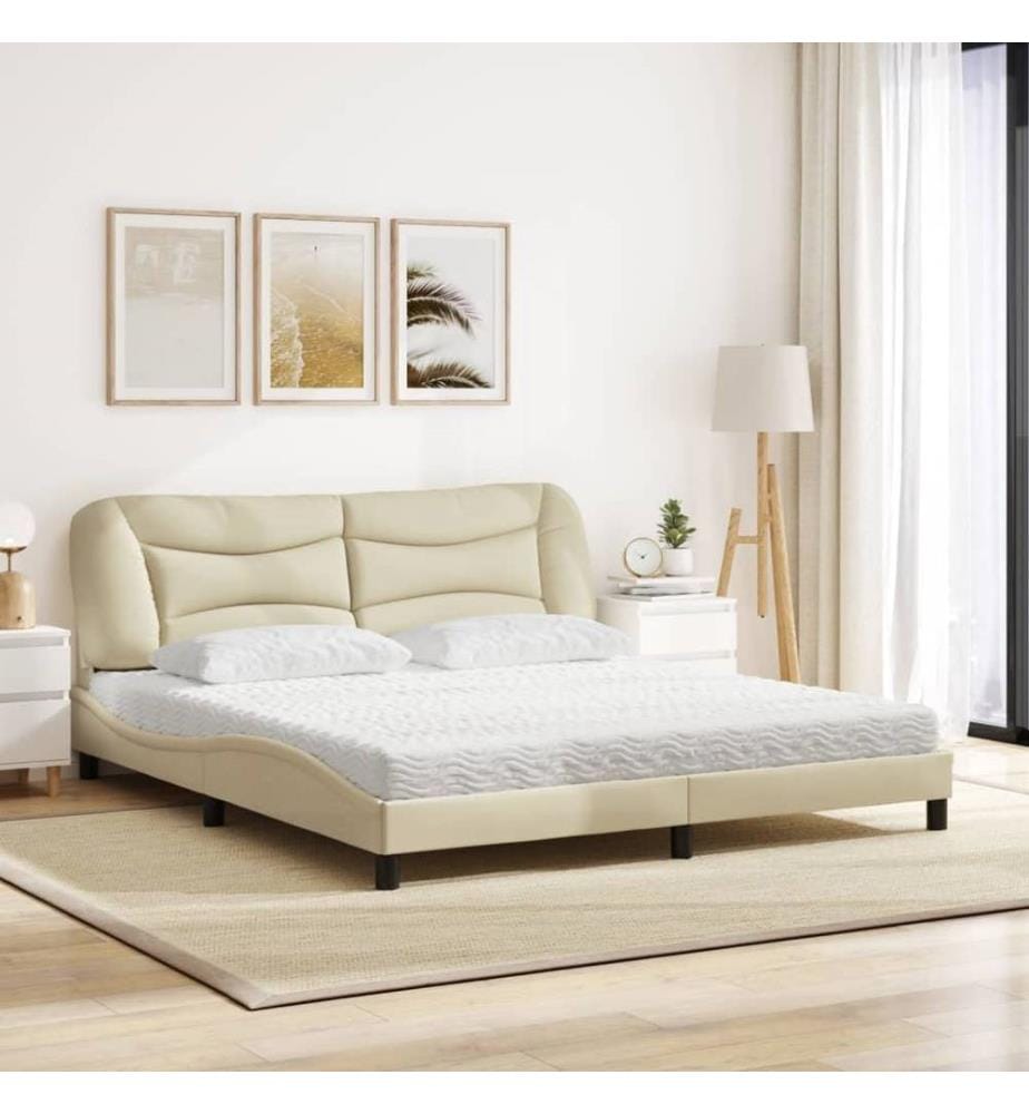 Bett mit Matratze Creme 180x200 cm Stoff