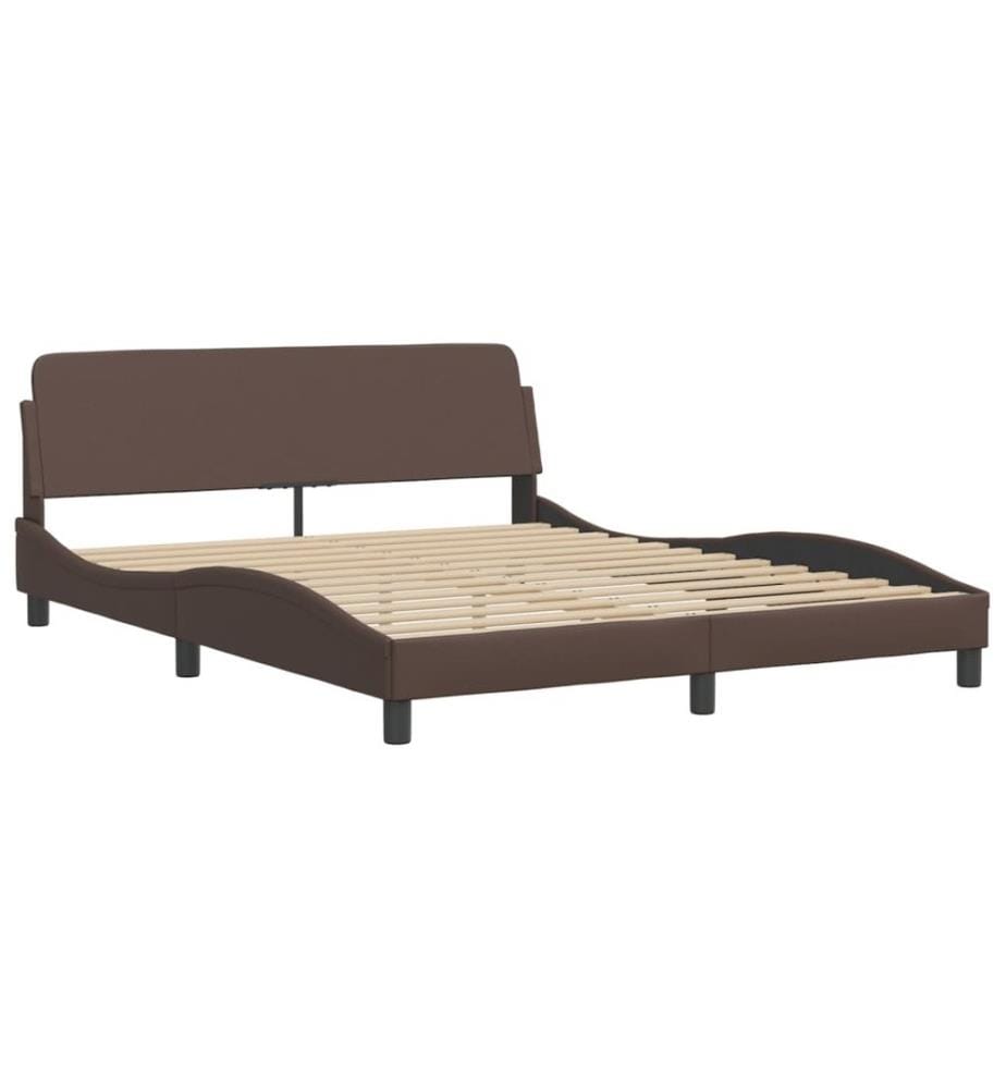 Bett mit Matratze Braun 160x200 cm Kunstleder