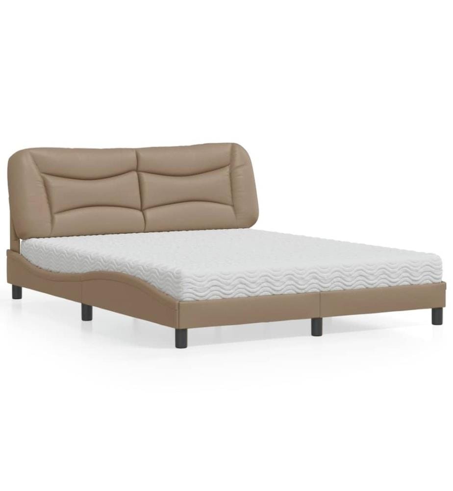 Bett mit Matratze Cappuccino-Braun 160x200 cm Kunstleder