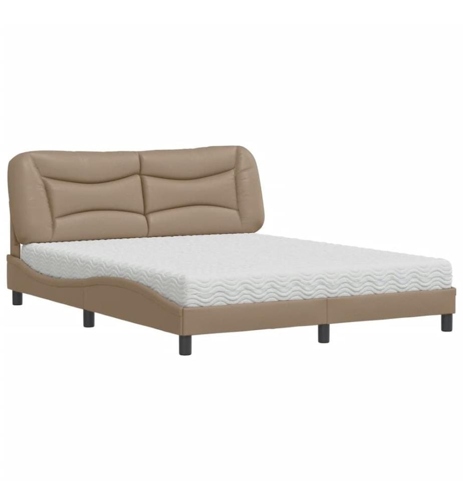 Bett mit Matratze Cappuccino-Braun 160x200 cm Kunstleder