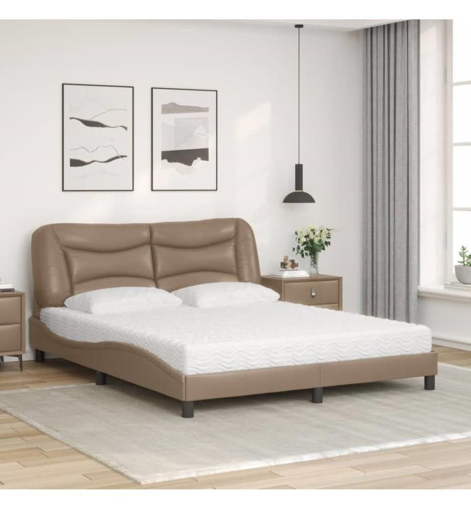 Bett mit Matratze Cappuccino-Braun 160x200 cm Kunstleder