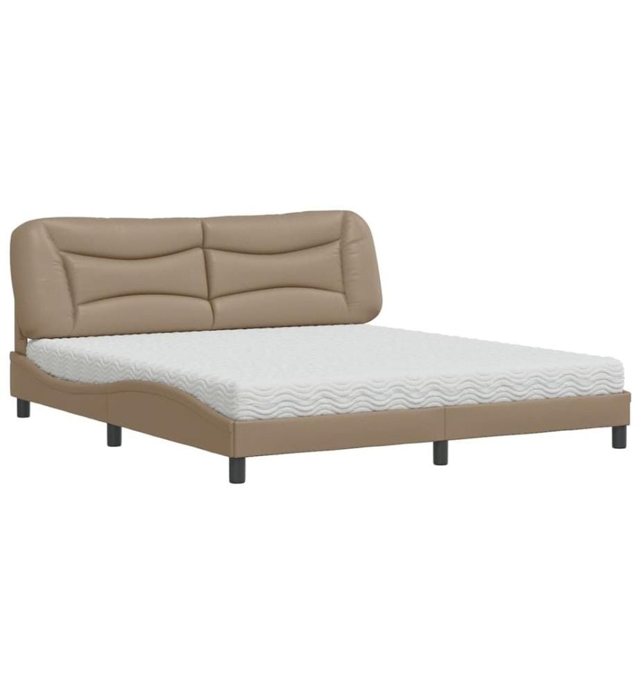 Bett mit Matratze Cappuccino-Braun 180x200 cm Kunstleder