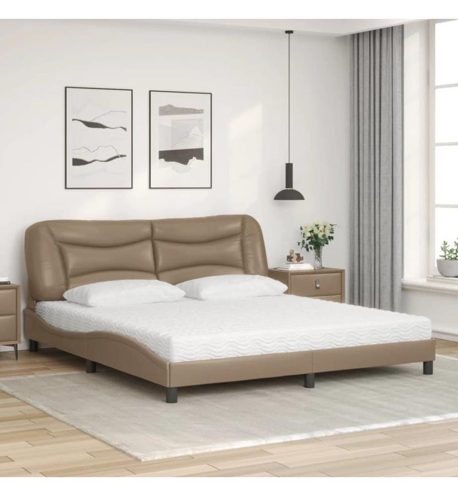 Bett mit Matratze Cappuccino-Braun 180x200 cm Kunstleder