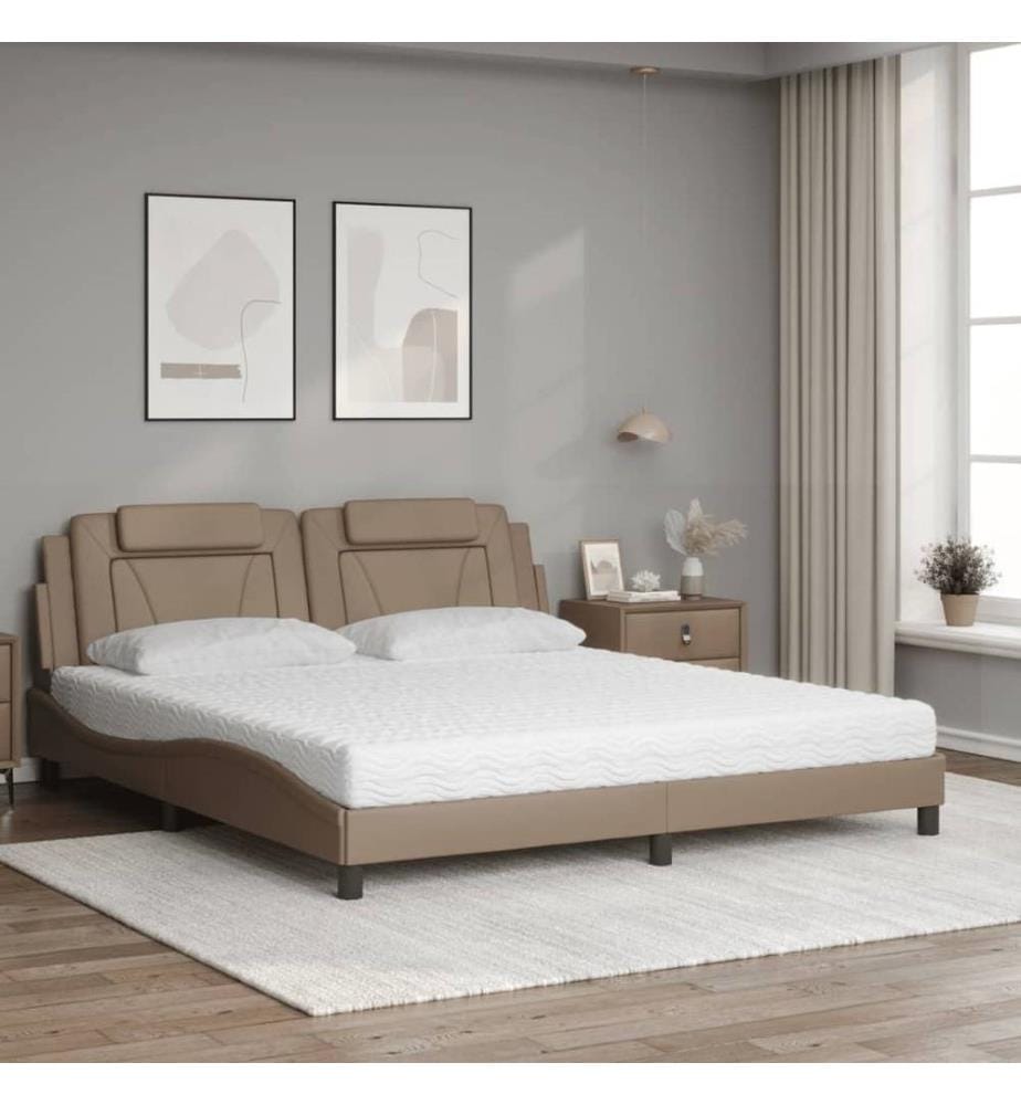 Bett mit Matratze Cappuccino-Braun 180x200 cm Kunstleder