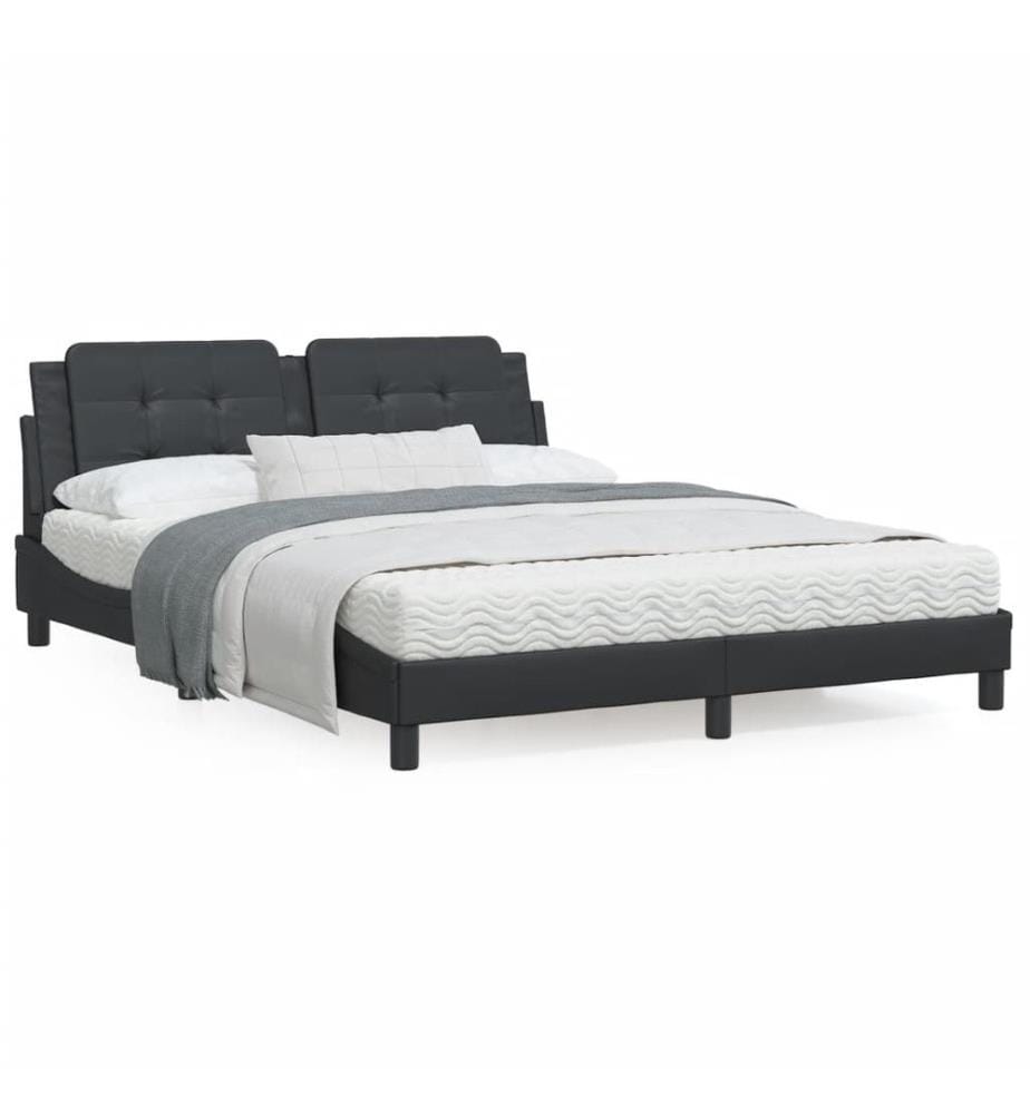 Bett mit Matratze Schwarz 160x200 cm Kunstleder