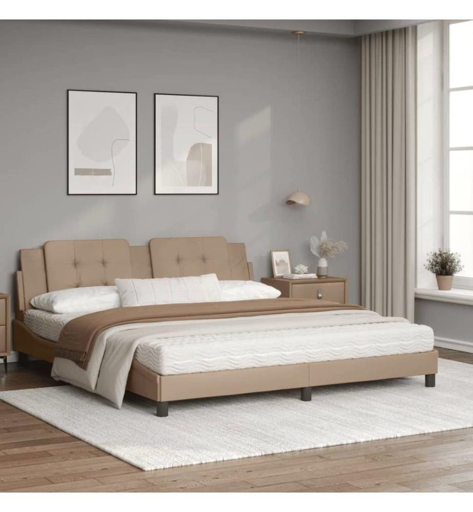 Bett mit Matratze Cappuccino-Braun 180x200 cm Kunstleder