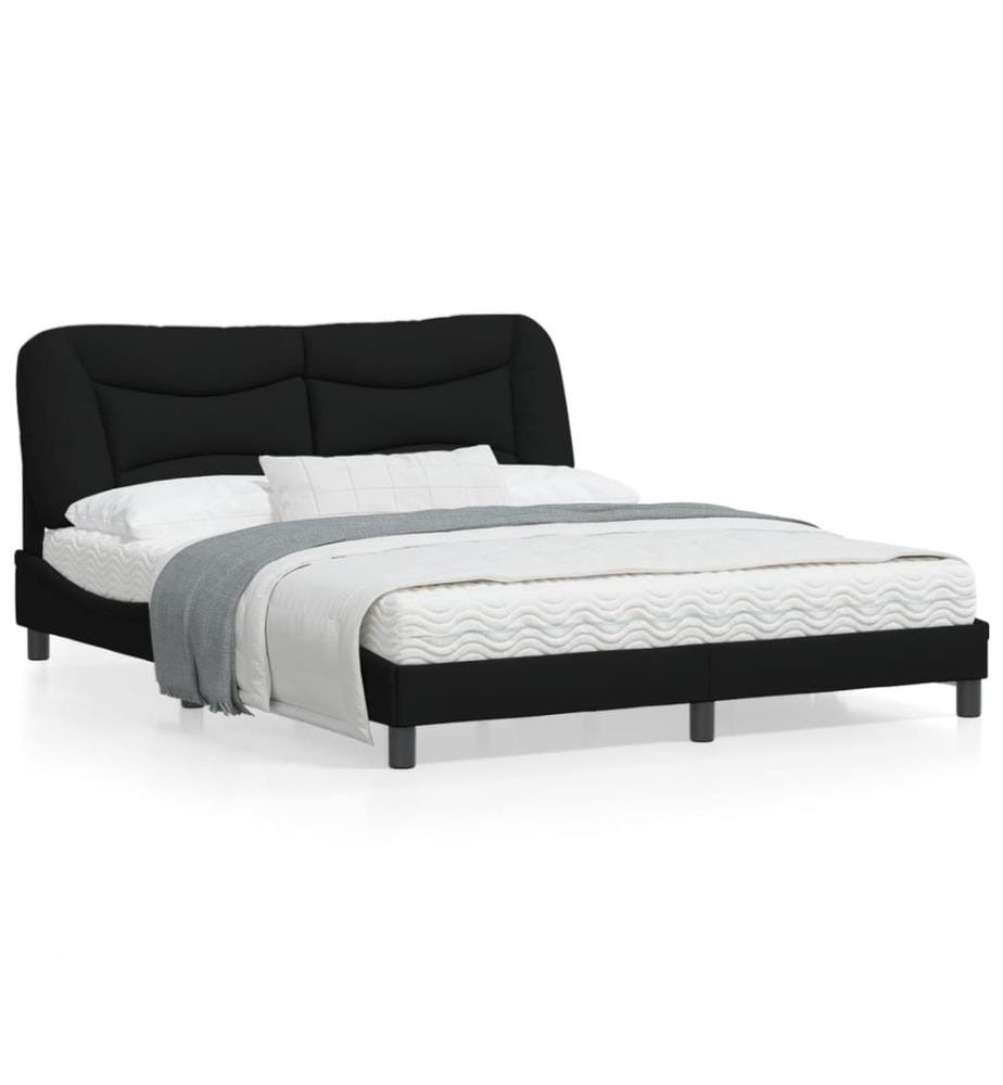 Cadre de lit avec lumières LED noir 160x200 cm tissu