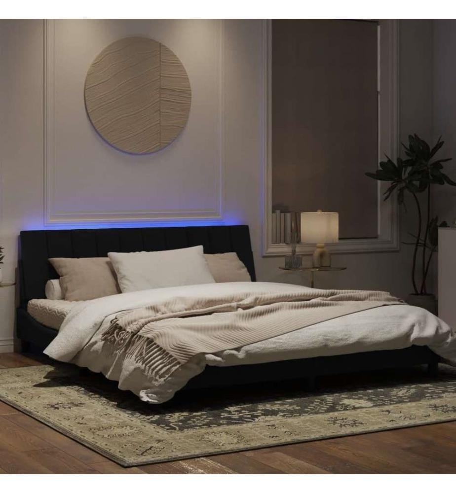 Cadre de lit avec lumières LED noir 180x200 cm velours