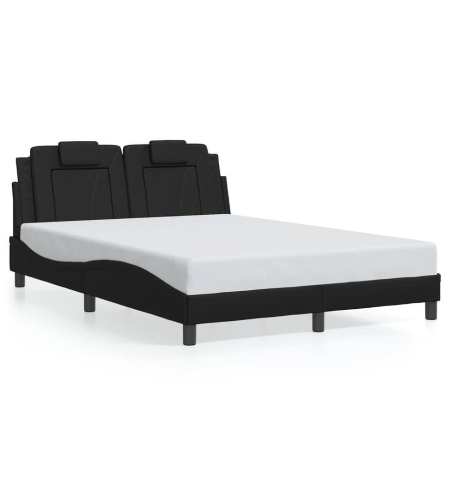 Bettgestell mit LED Schwarz 140x200 cm Kunstleder