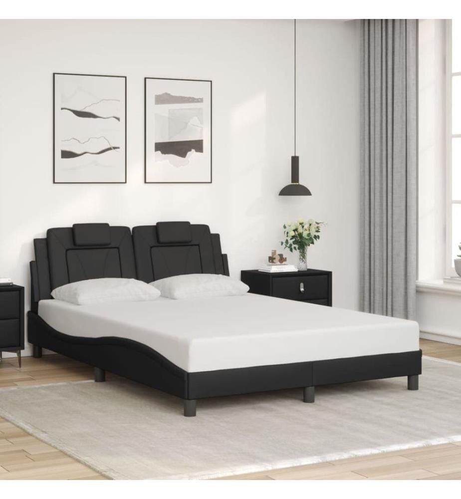 Bettgestell mit LED Schwarz 140x200 cm Kunstleder