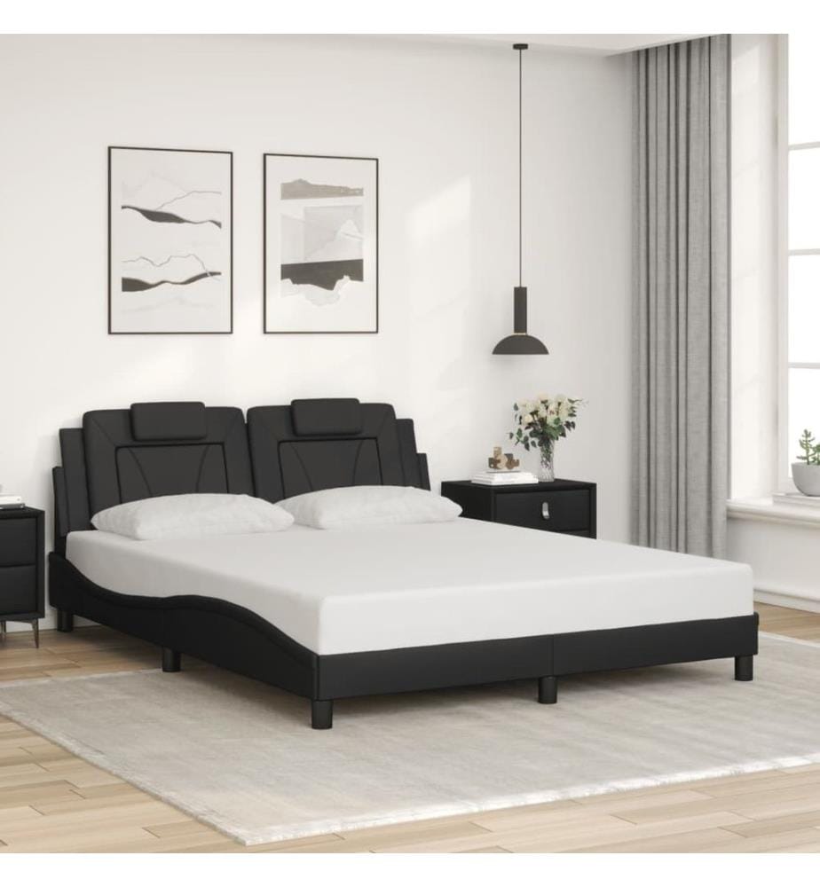 Cadre de lit avec lumières LED noir 160x200 cm similicuir