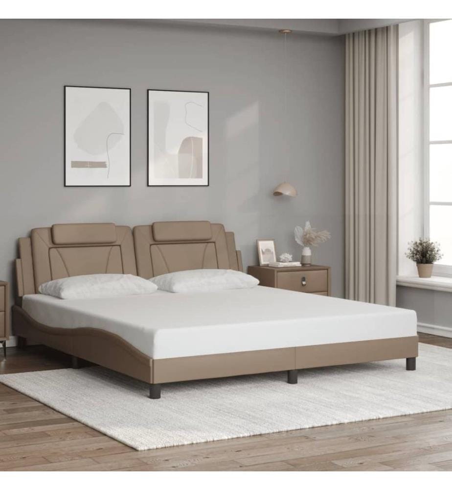 Cadre de lit avec lumières LED cappuccino 180x200 cm similicuir