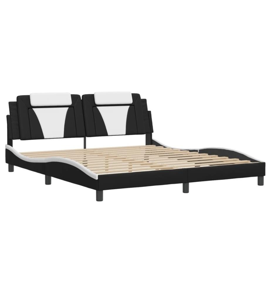 Bettgestell mit LED Schwarz und Weiss 180x200 cm Kunstleder