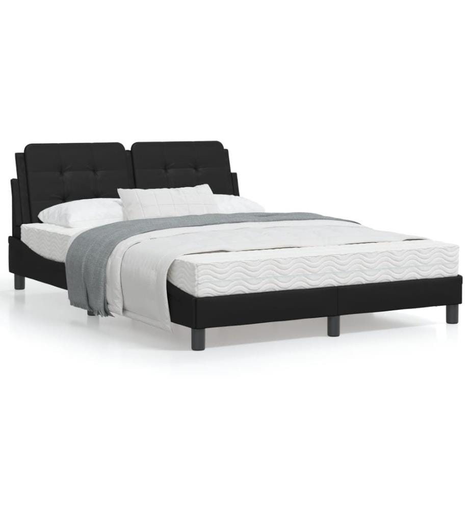 Bettgestell mit LED Schwarz 140x200 cm Kunstleder