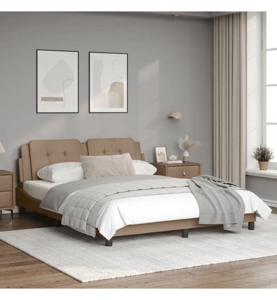 Cadre de lit avec lumières LED cappuccino 160x200 cm similicuir