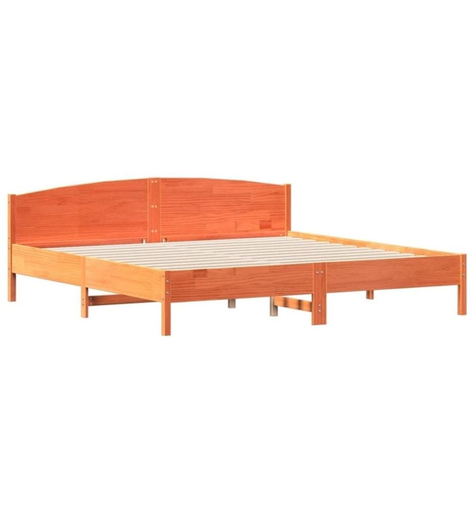 Cadre de lit et tête de lit cire marron 180x200 cm bois de pin