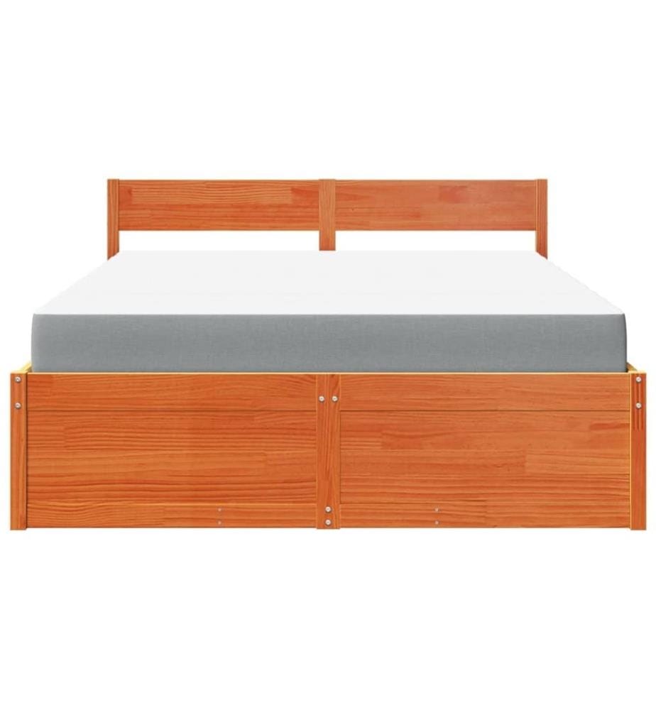 Bett mit Schubladen und Matratze Wachsbraun 160x200 Massivholz