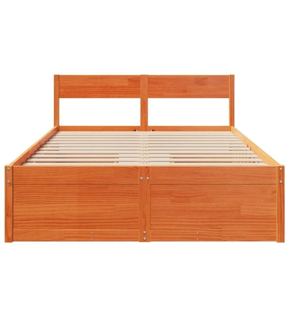 Cadre de lit avec tiroirs cire marron 140x190cm bois pin massif