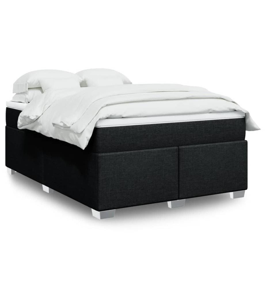 Sommier à lattes de lit avec matelas Noir 140x200 cm Tissu