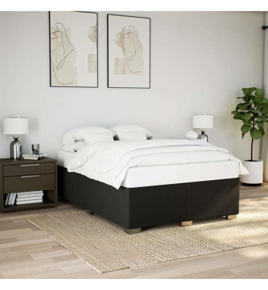 Sommier à lattes de lit avec matelas Noir 140x200 cm Tissu