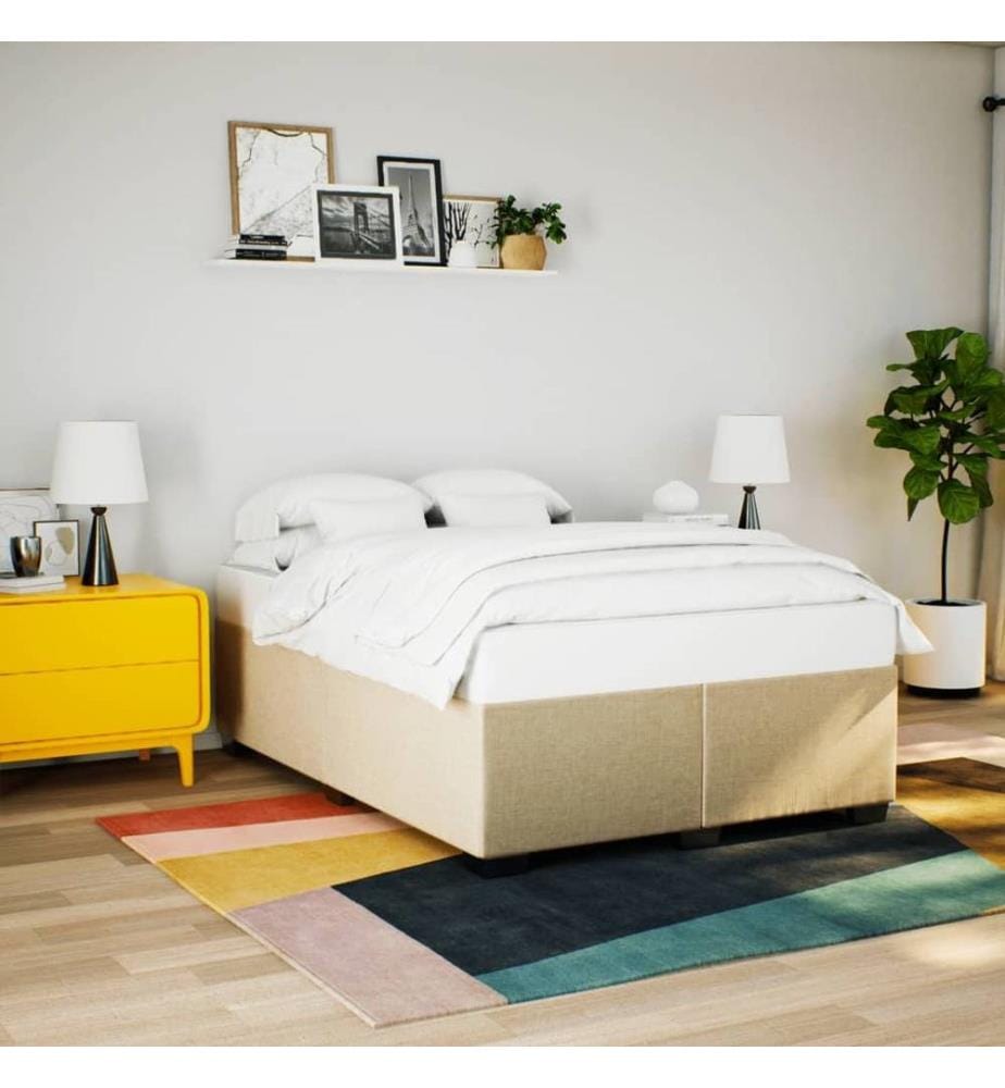 Sommier à lattes de lit avec matelas Crème 140x200 cm Tissu