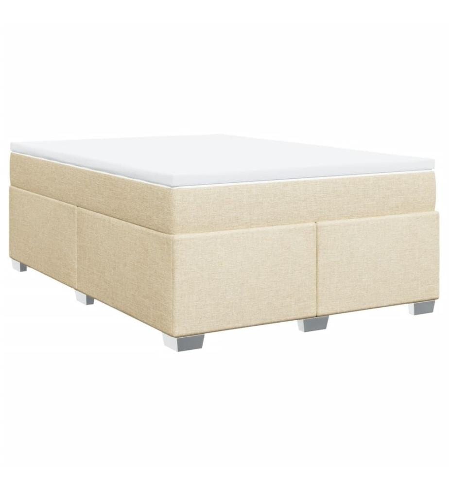 Sommier à lattes de lit avec matelas Crème 160x200 cm Tissu