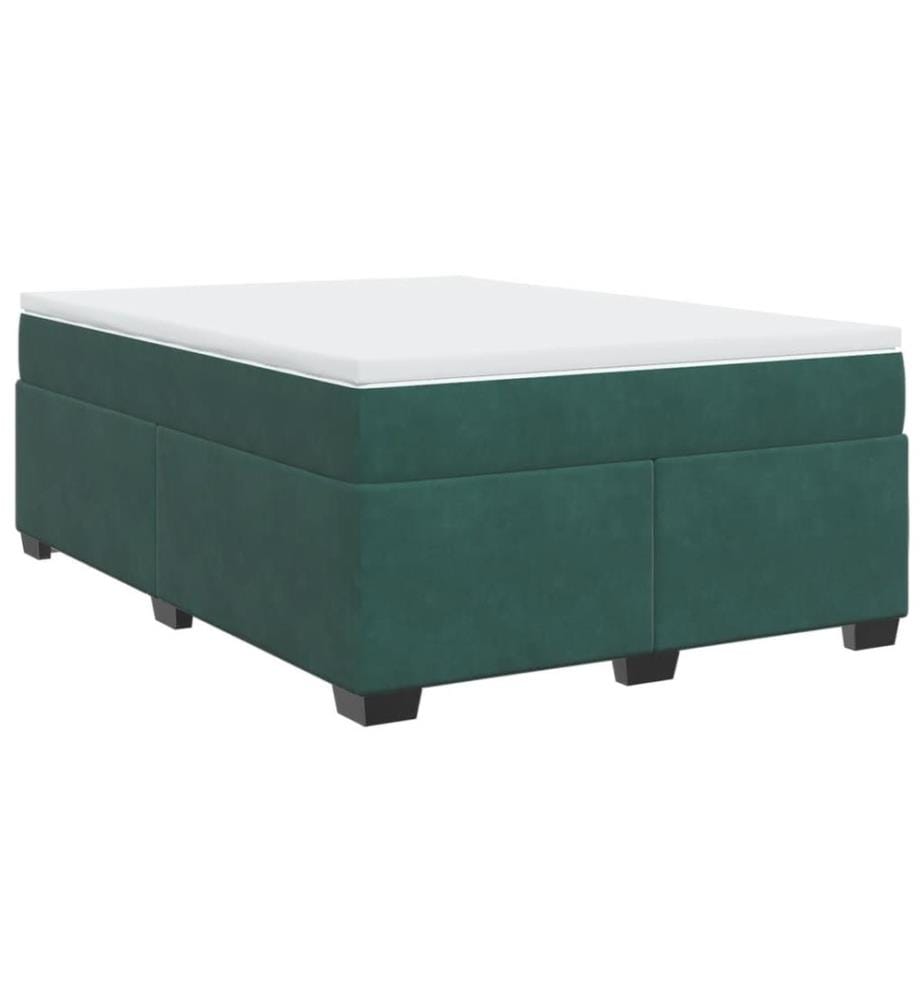 Boxspringbett mit Matratze Dunkelgrün 140x200 cm Samt
