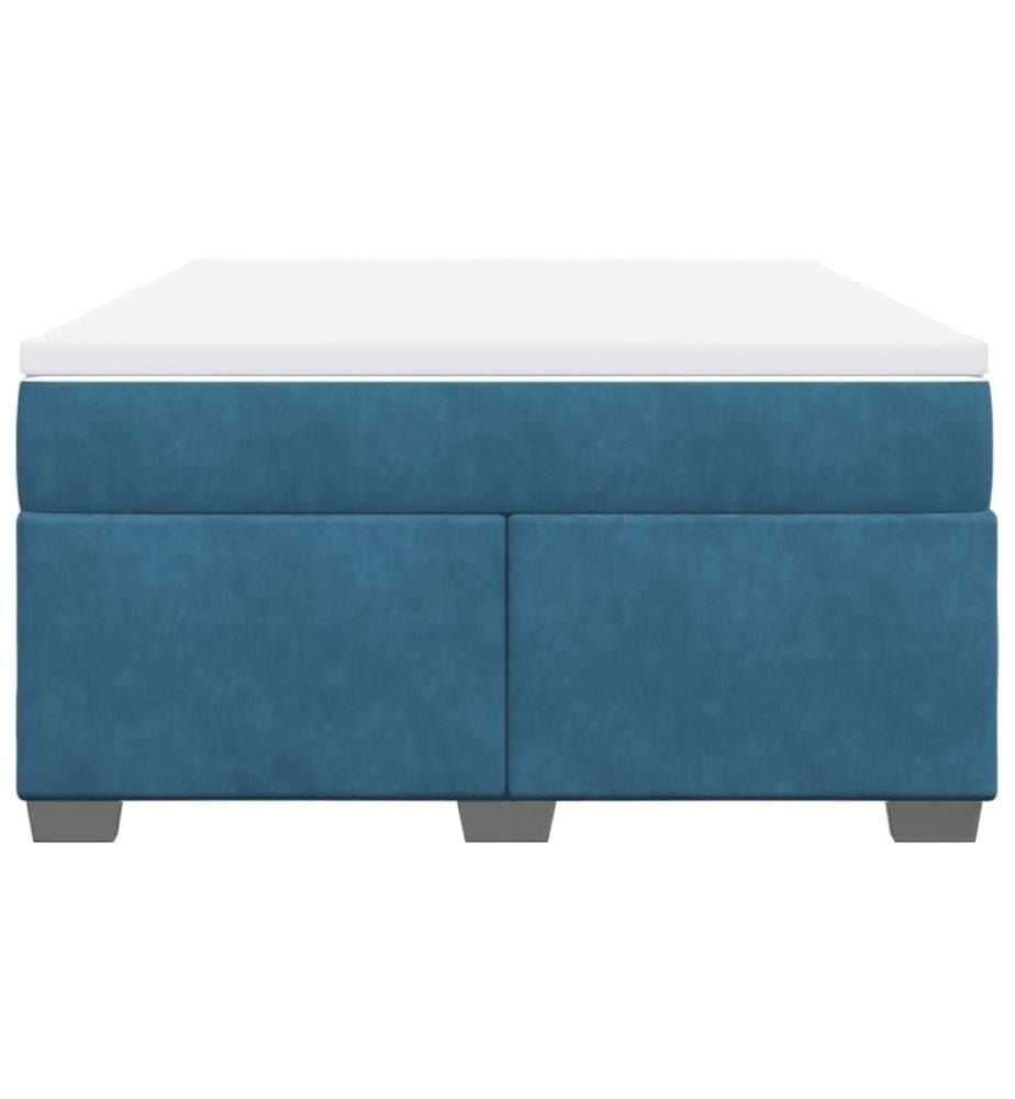 Boxspringbett mit Matratze Dunkelblau 140x200 cm Samt