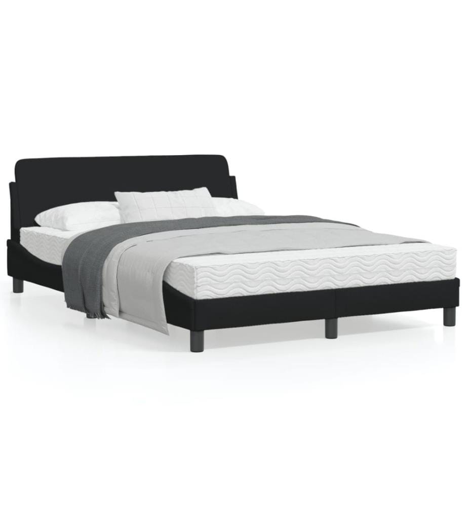 Cadre de lit avec tête de lit Noir 140x190 cm Tissu