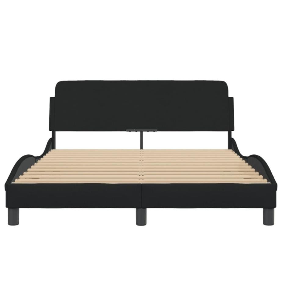 Cadre de lit avec tête de lit Noir 140x190 cm Tissu
