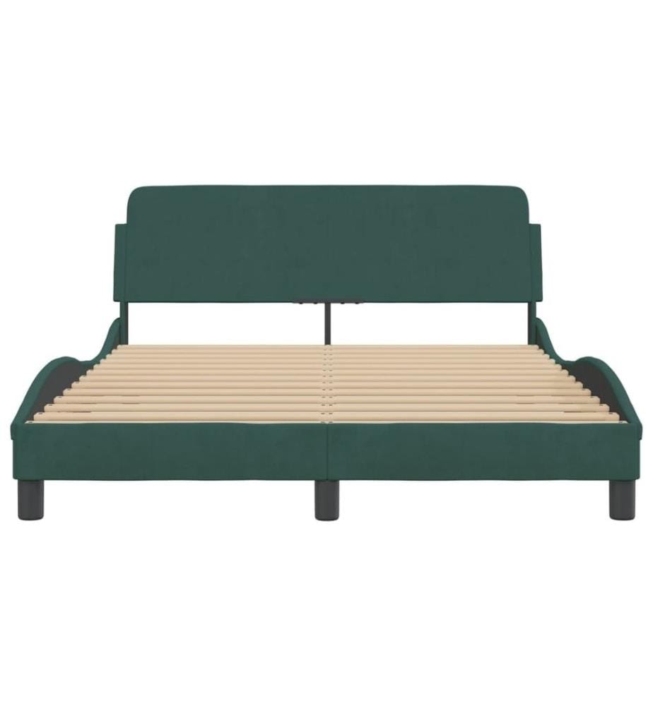 Cadre de lit avec tête de lit Vert foncé 140x190 cm Velours