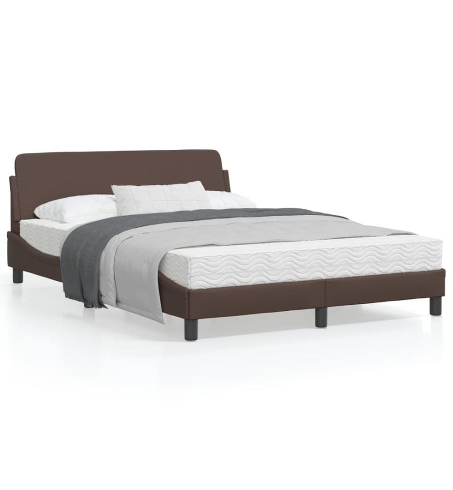 Cadre de lit avec tête de lit Marron 140x190 cm Similicuir
