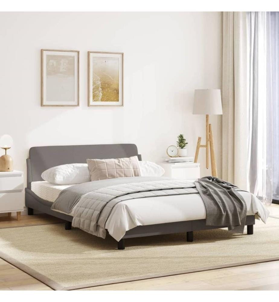 Cadre de lit avec tête de lit Taupe 140x200 cm Tissu