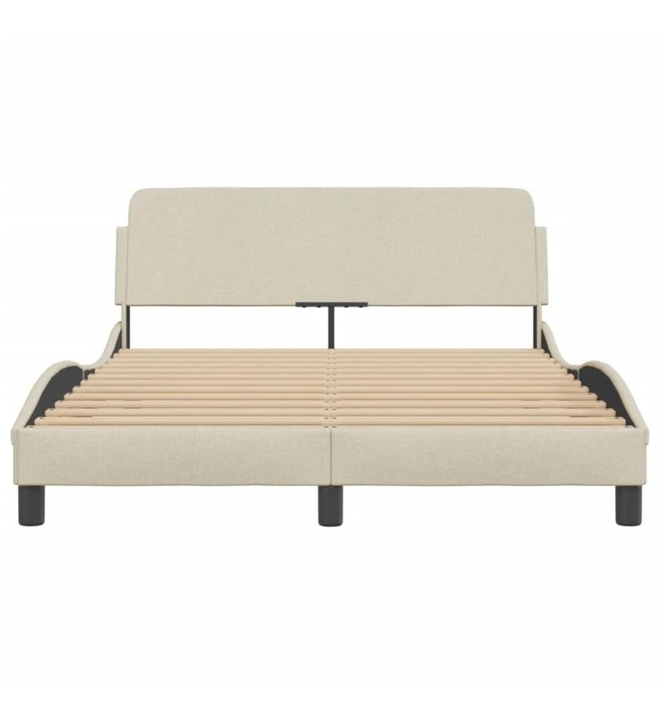Cadre de lit avec tête de lit Crème 140x200 cm Tissu
