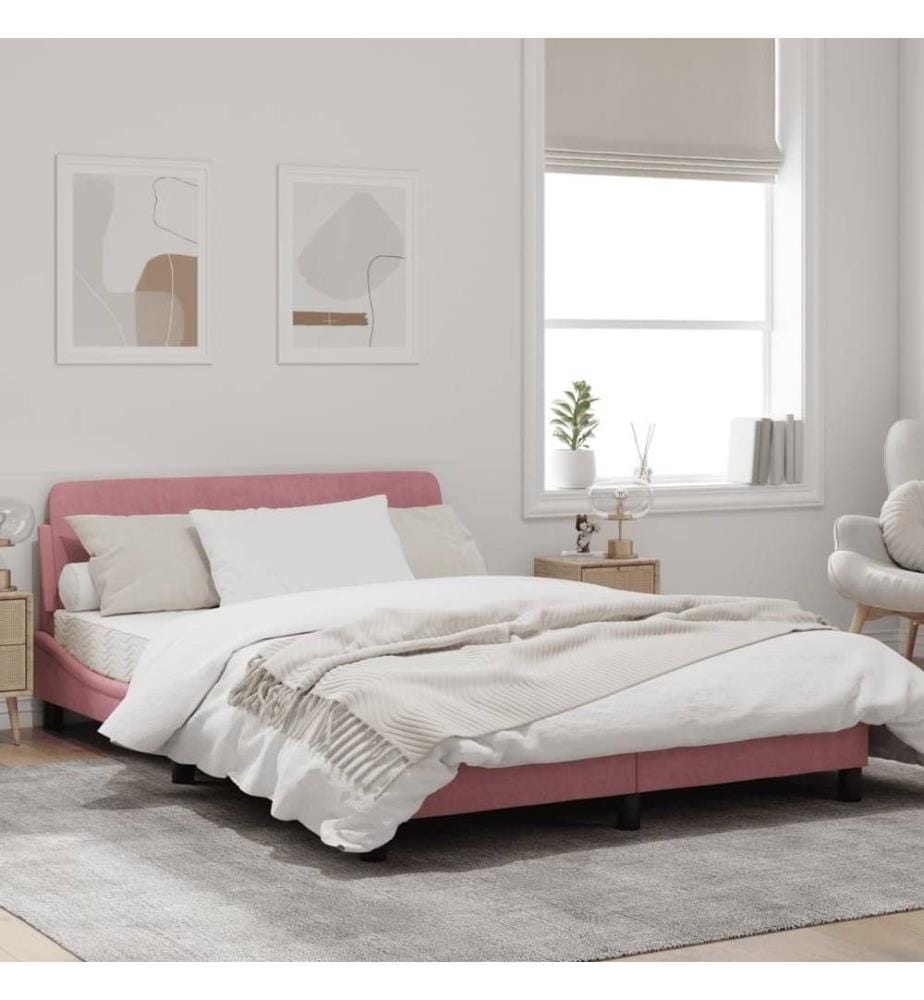 Bettgestell mit Kopfteil Rosa 140x200 cm Samt
