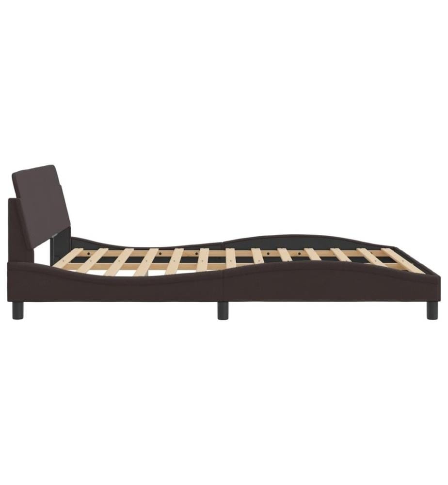 Cadre de lit avec tête de lit Marron foncé 160x200 cm Tissu