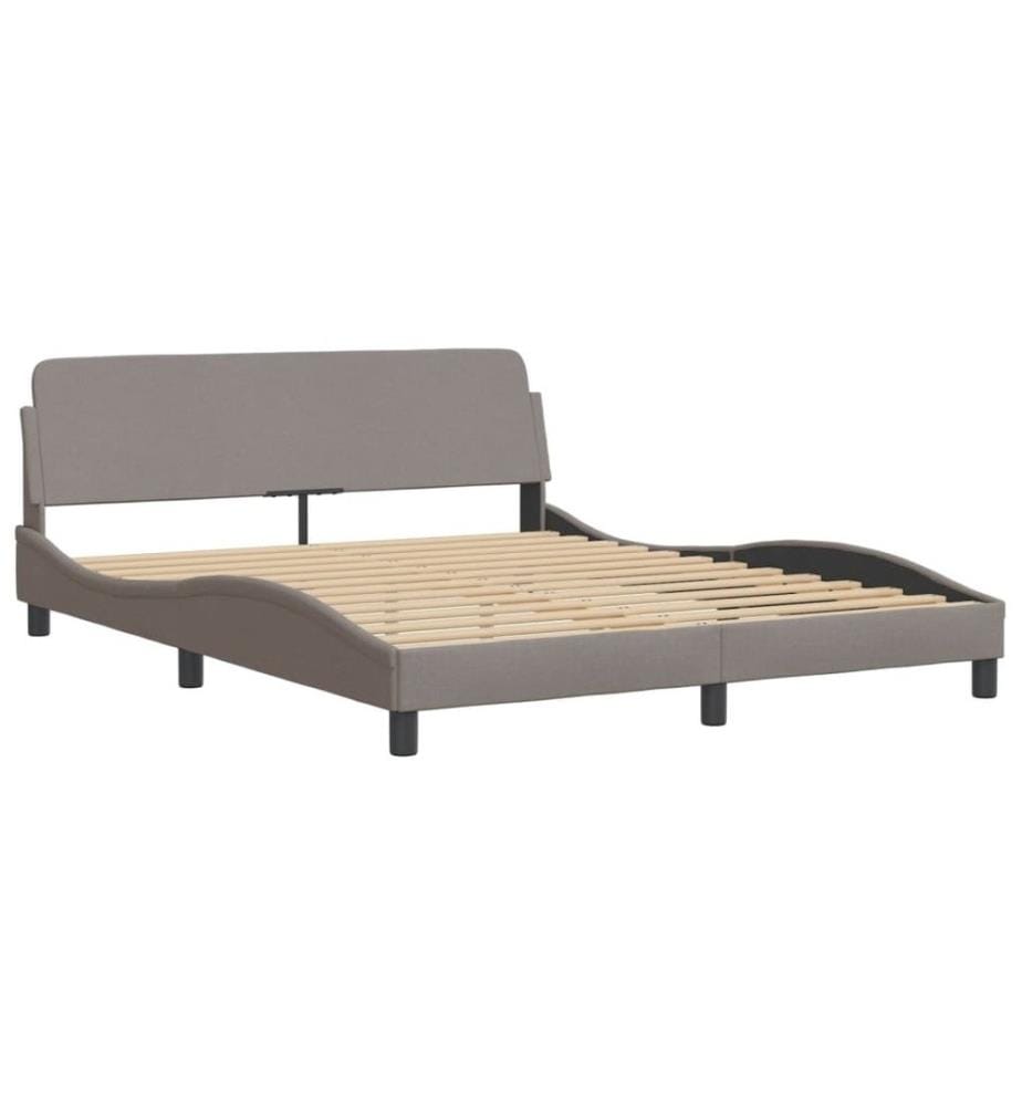 Cadre de lit avec tête de lit Taupe 160x200 cm Tissu