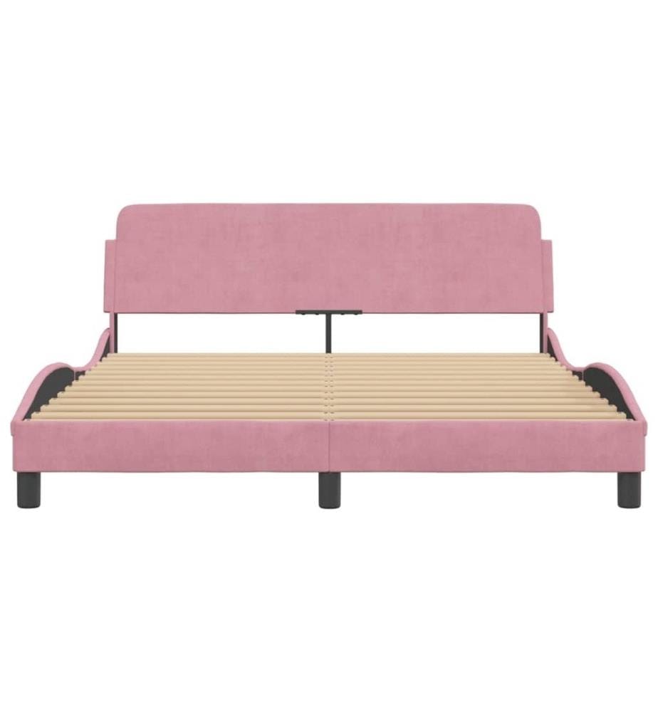 Cadre de lit avec tête de lit Rose 160x200 cm Velours