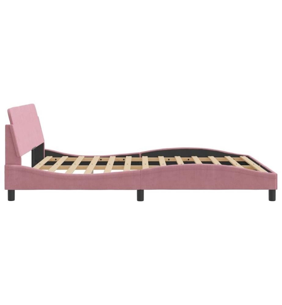 Cadre de lit avec tête de lit Rose 160x200 cm Velours