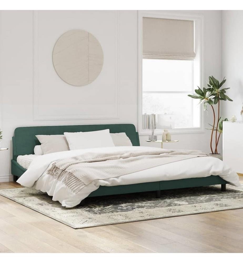 Cadre de lit avec tête de lit Vert foncé 200x200 cm Velours