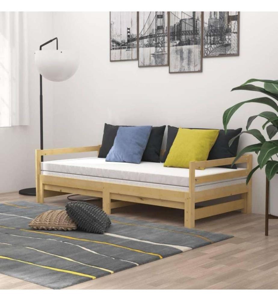 Tagesbett Ausziehbar Kiefer Massivholz 2x(90x200) cm