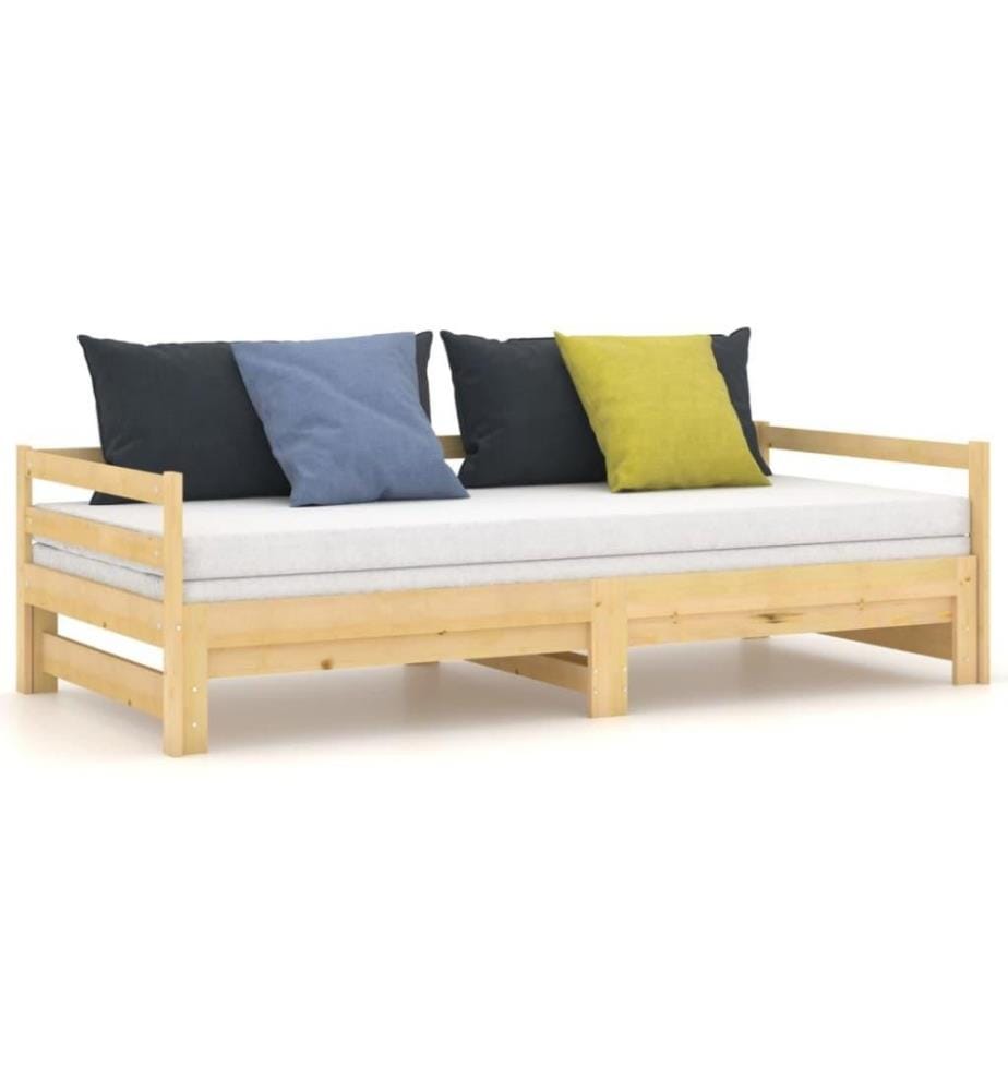 Tagesbett Ausziehbar Kiefer Massivholz 2x(90x200) cm