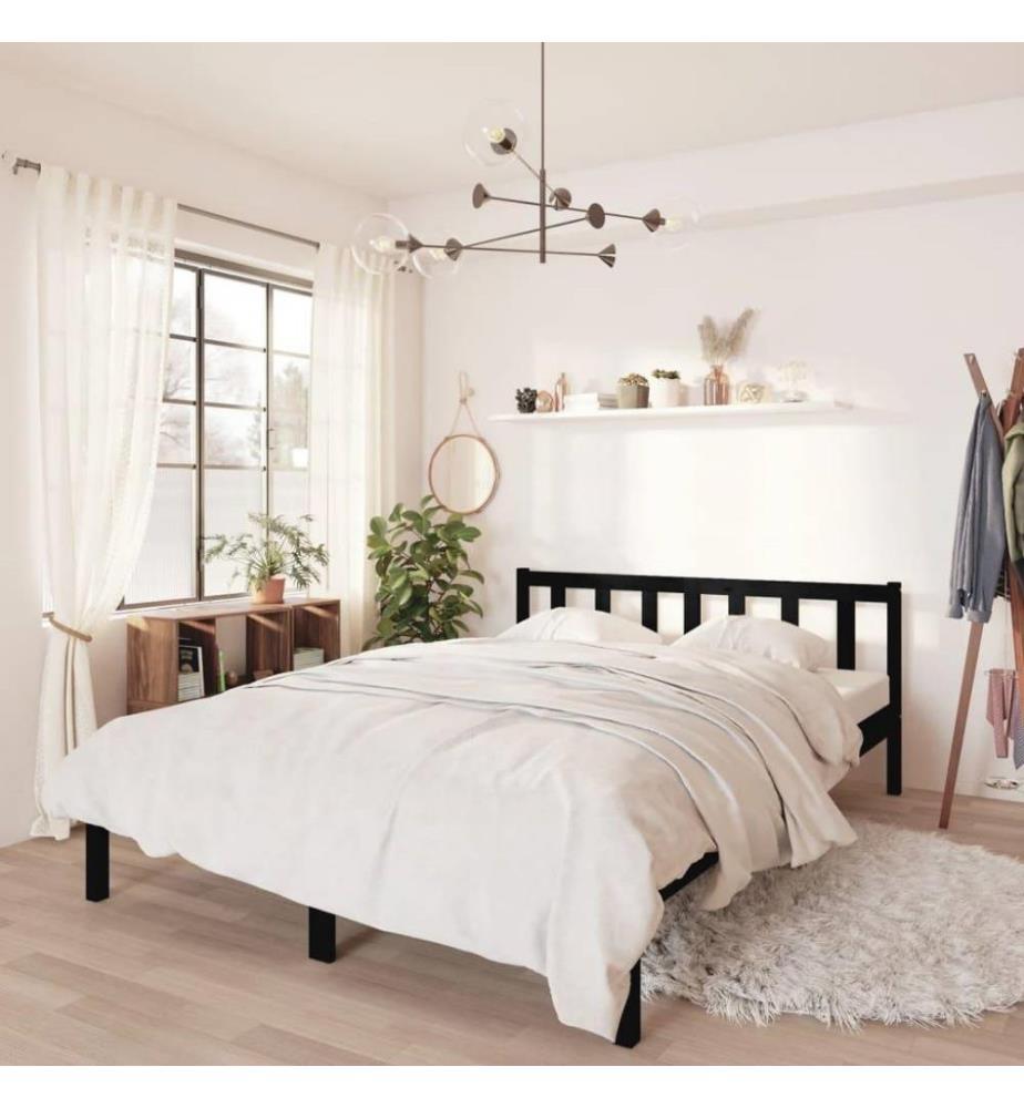 Massivholzbett Schwarz Kiefer 135x190 cm 4FT6 Double