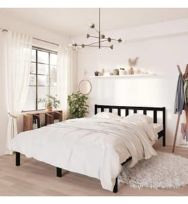 Massivholzbett Schwarz Kiefer 135x190 cm 4FT6 Double