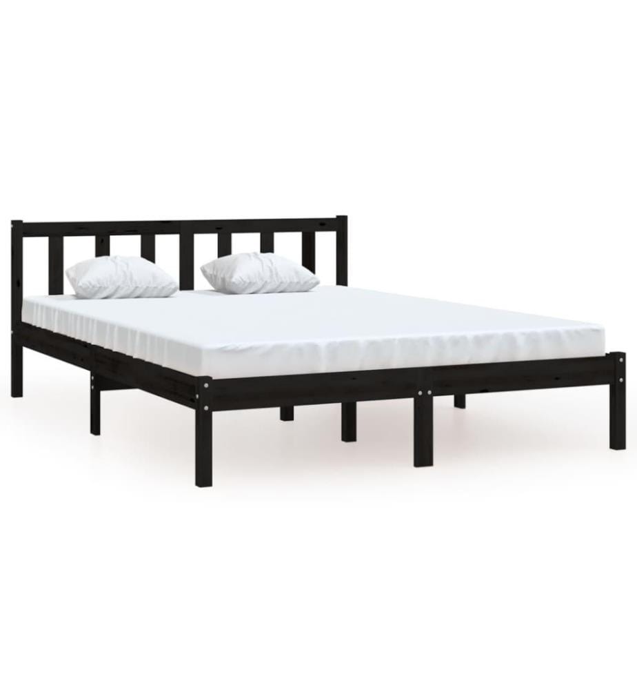 Massivholzbett Schwarz Kiefer 135x190 cm 4FT6 Double