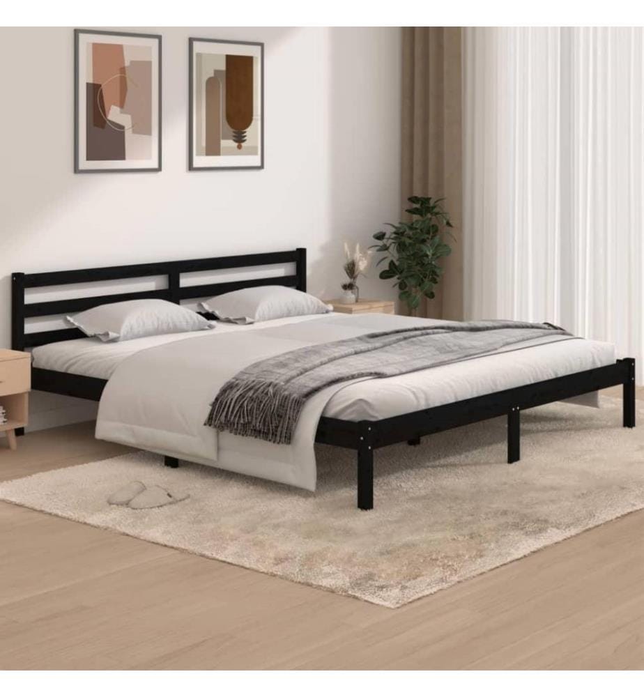 Massivholzbett Kiefer 180x200cm Schwarz 6FT Super King