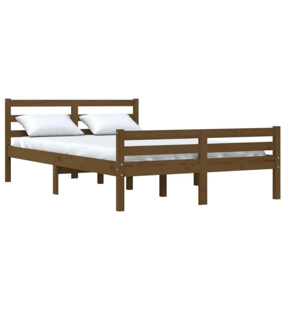 Cadre de lit Marron miel Bois massif 140x190 cm