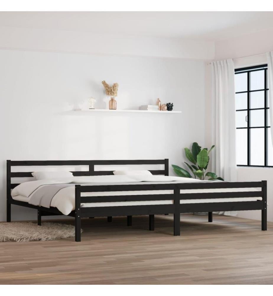 Cadre de lit Noir Bois massif 200x200 cm