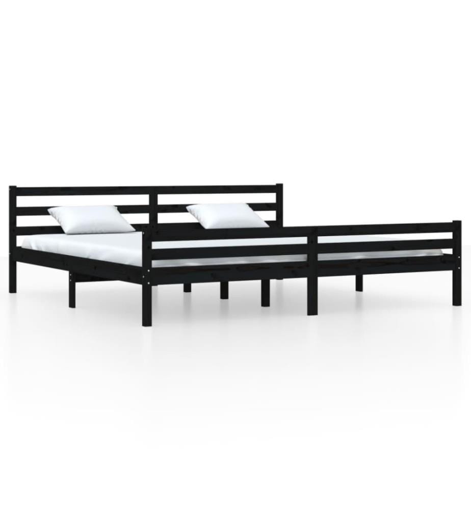Cadre de lit Noir Bois massif 200x200 cm