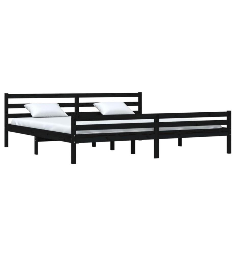 Cadre de lit Noir Bois massif 200x200 cm